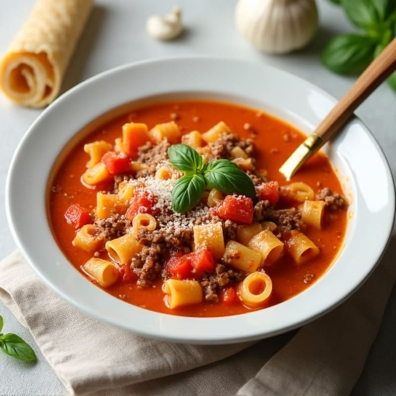 Creamy Tomato Lasagna Soup with Lean Ground Beef