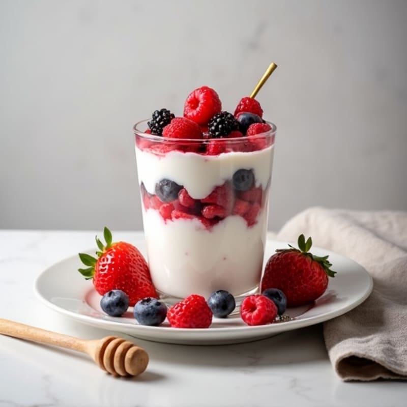 Greek Yogurt Protein Parfait with Mixed Berries