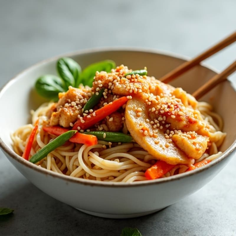 Sesame Ginger Chicken Rice Noodle Bowl
