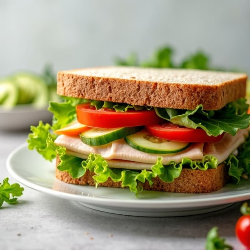 Lean Turkey and Crisp Vegetable Sandwich with Zesty Herb Vinaigrette