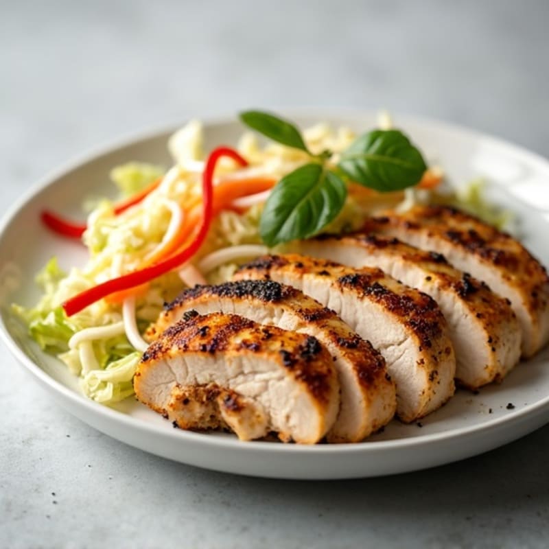 Grilled Chicken Breast with Crunchy Cabbage Slaw