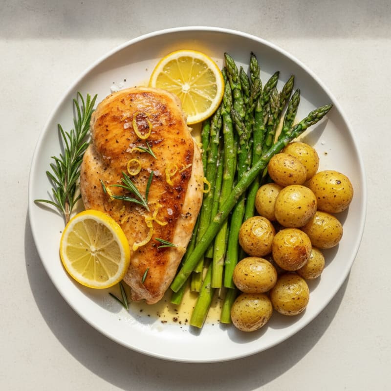 Lemon-Herb Roasted Chicken with Asparagus