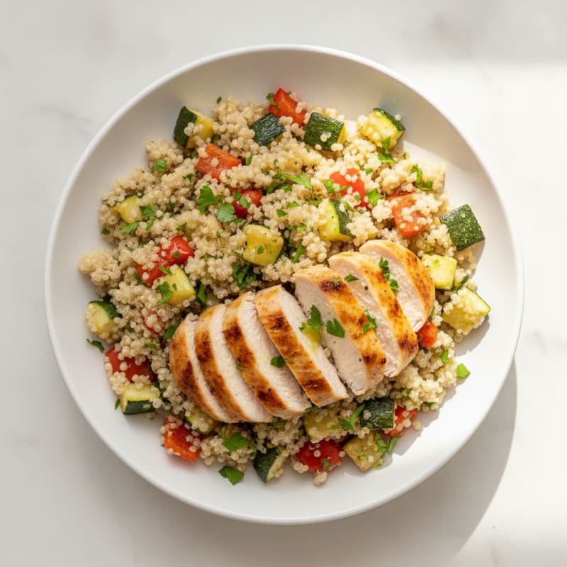 Grilled Chicken and Quinoa Salad with Roasted Vegetables
