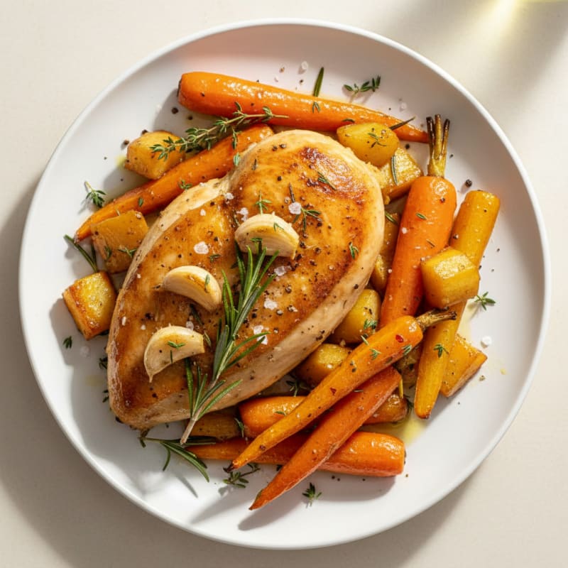 Garlic Herb Roasted Chicken with Root Vegetables