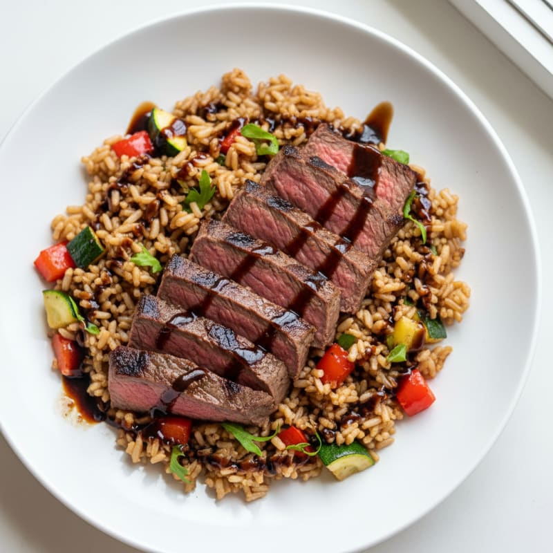 Grilled Steak and Veggie Rice Bowl