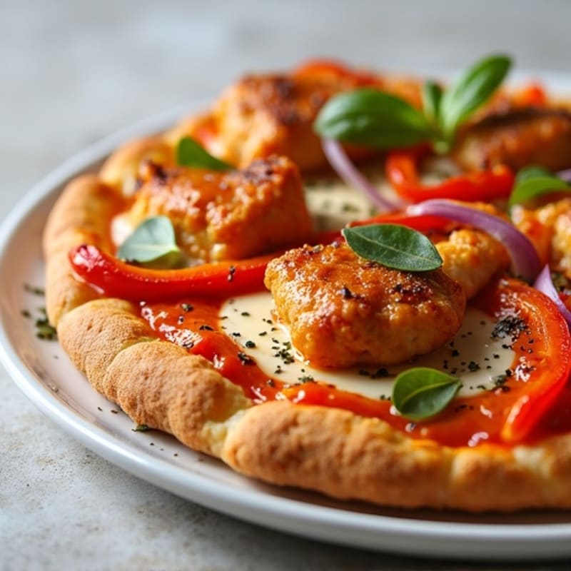 Crispy Buffalo Chicken Pizza with Roasted Vegetables