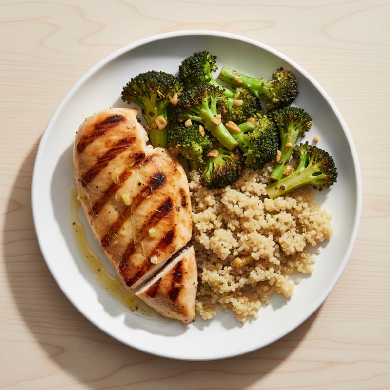 Grilled Chicken Breast with Roasted Broccoli and Quinoa