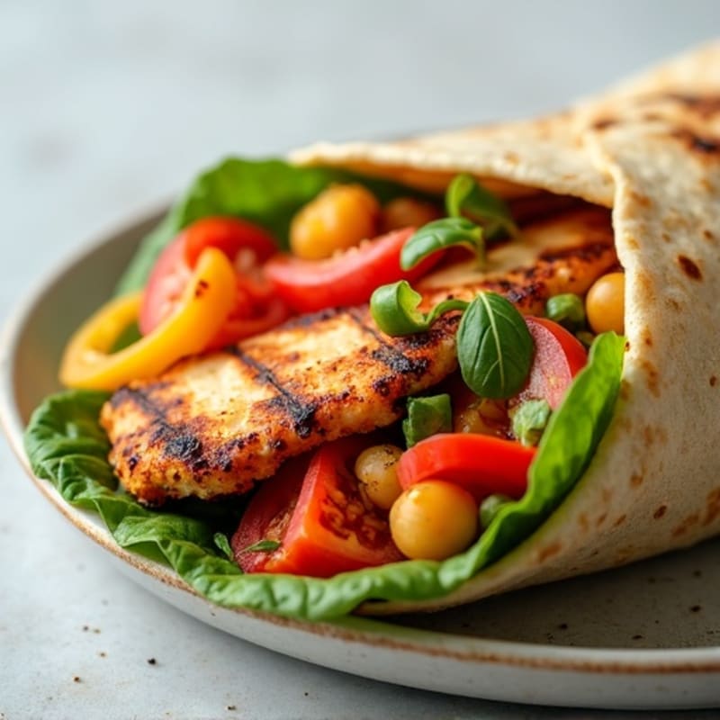 Crispy Grilled Chicken and Fresh Veggie Wrap