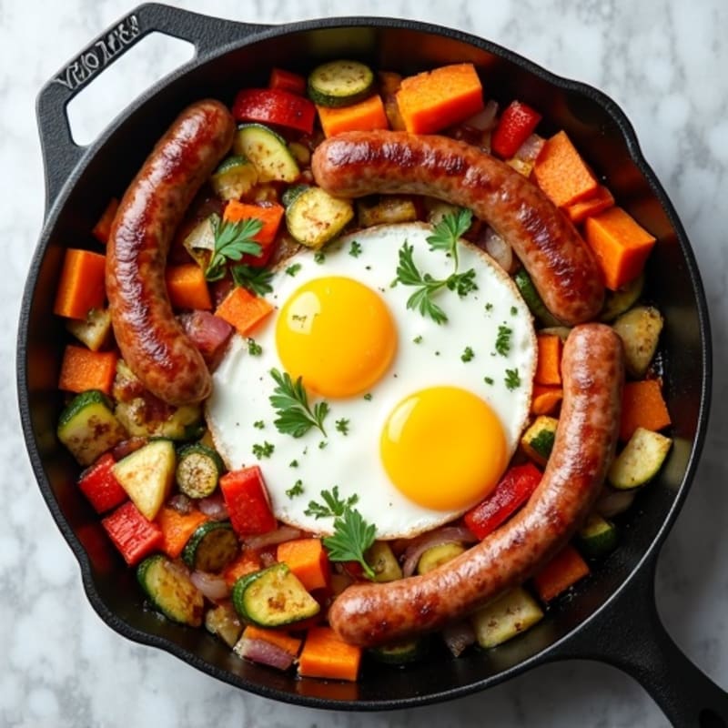 Sheet Pan Roasted Veggie and Egg Hash