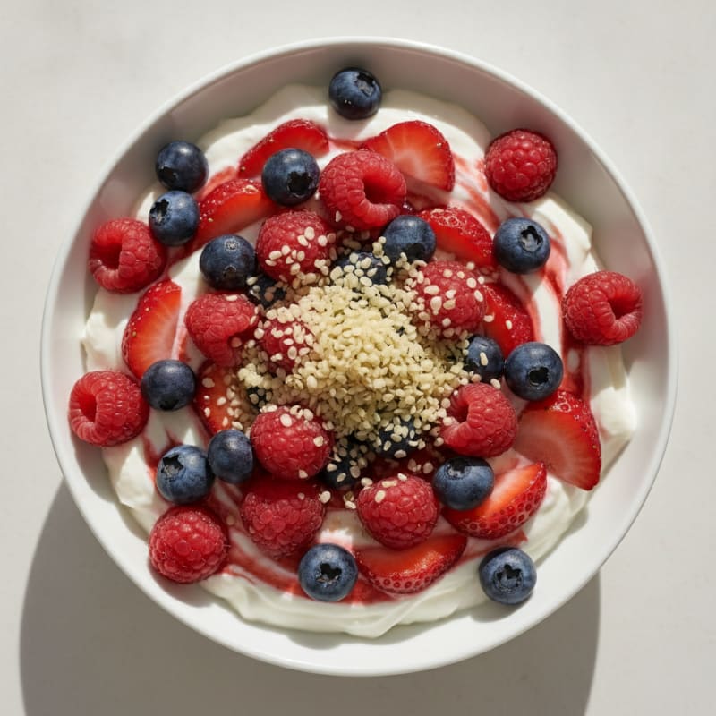 Vanilla Greek Yogurt Protein Parfait with Mixed Berries
