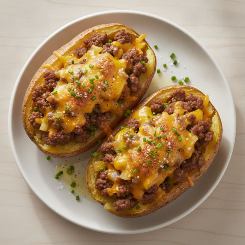 Hearty Beef and Cheese Stuffed Potatoes