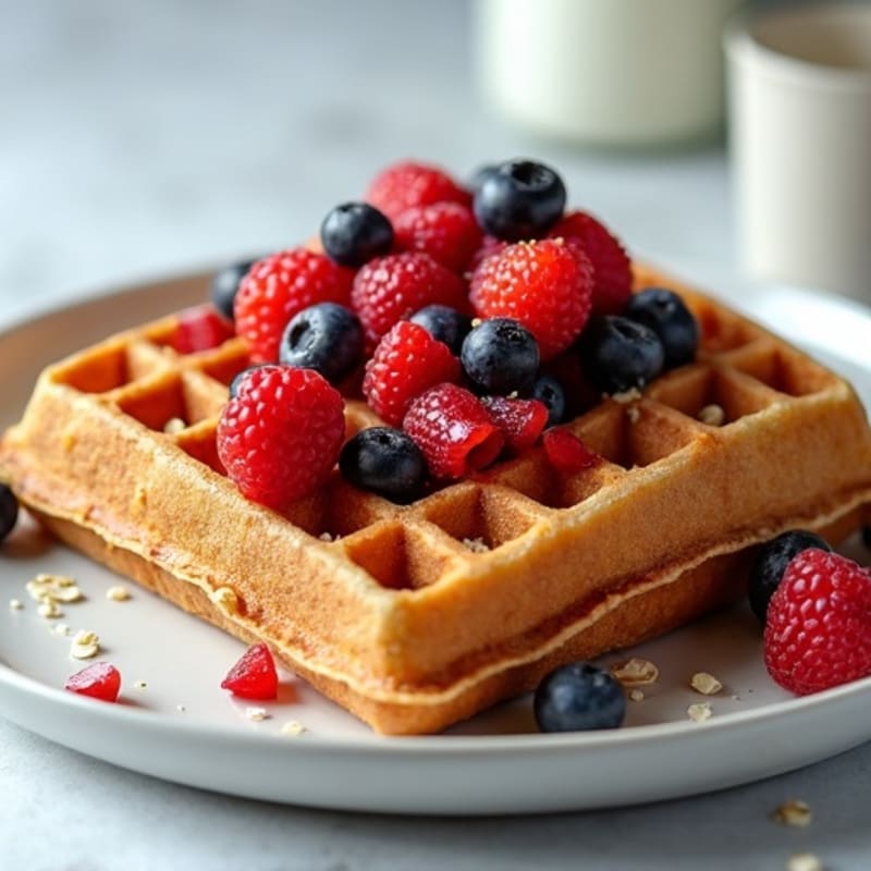 Fluffy Protein Waffles with Fresh Berries