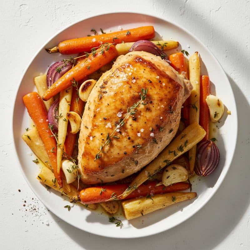 Garlic Herb Roasted Chicken with Root Vegetables