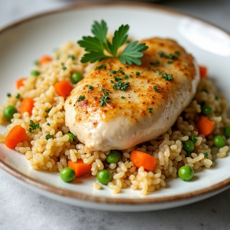 Tender Lemon Herb Chicken with Fluffy Rice Pilaf