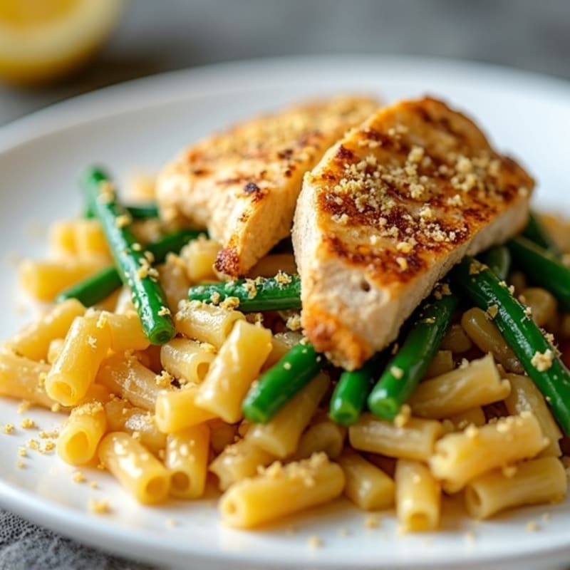 Garlic Butter Green Bean Pasta with Crispy Breadcrumbs