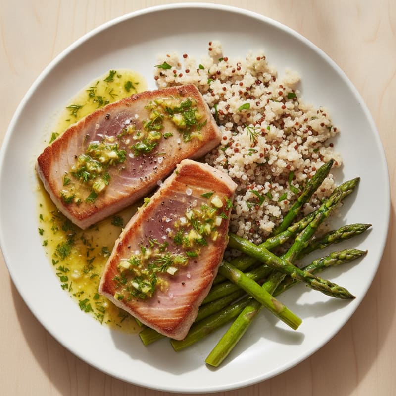 Pan-Seared Tuna with Lemon-Herb Sauce