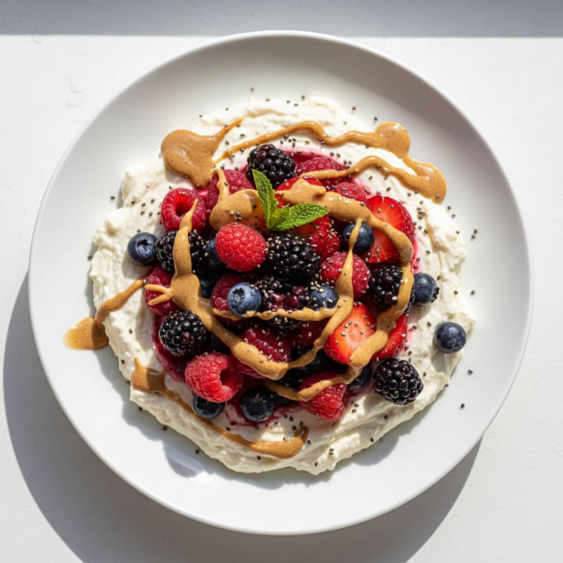 Creamy Greek Yogurt Protein Mousse with Mixed Berries