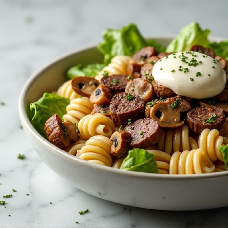 Lean Beef and Roasted Romaine Pasta with Mozzarella