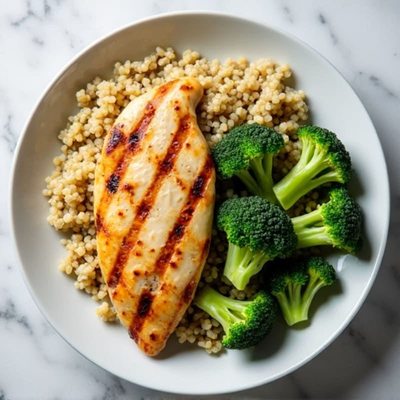Grilled Chicken Breast with Quinoa and Steamed Broccoli