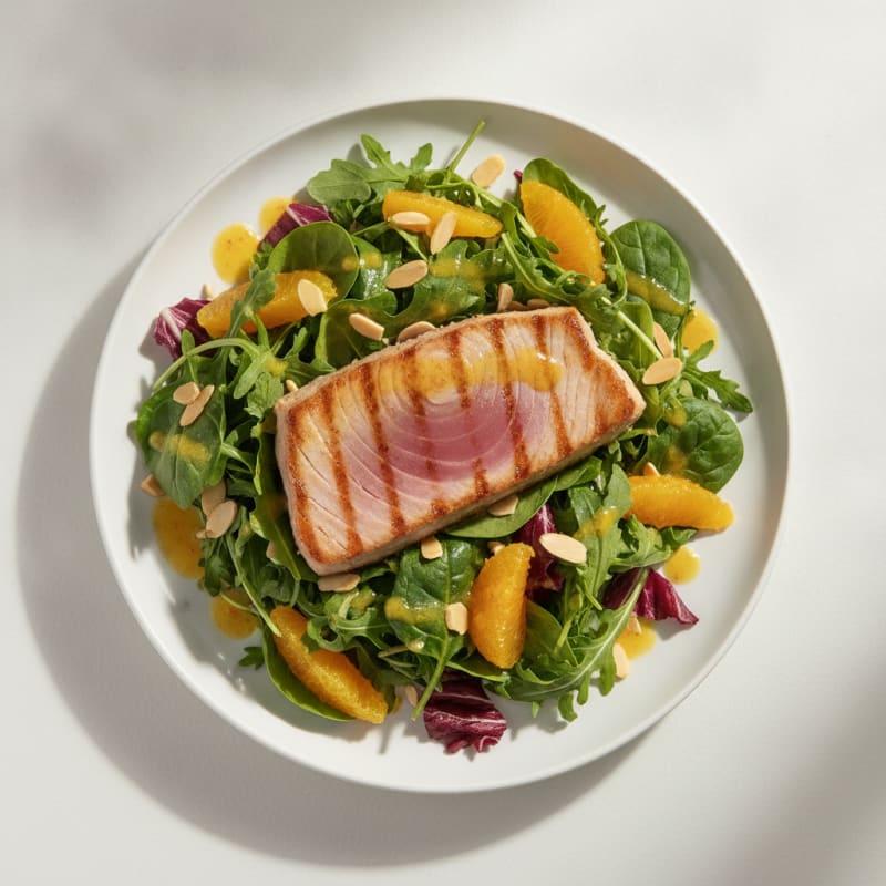 Grilled Tuna Salad with Mixed Greens and Citrus Vinaigrette