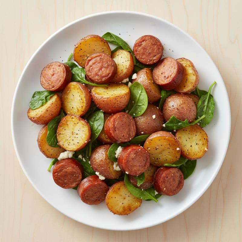 Crispy Roasted Potatoes with Smoky Sausage