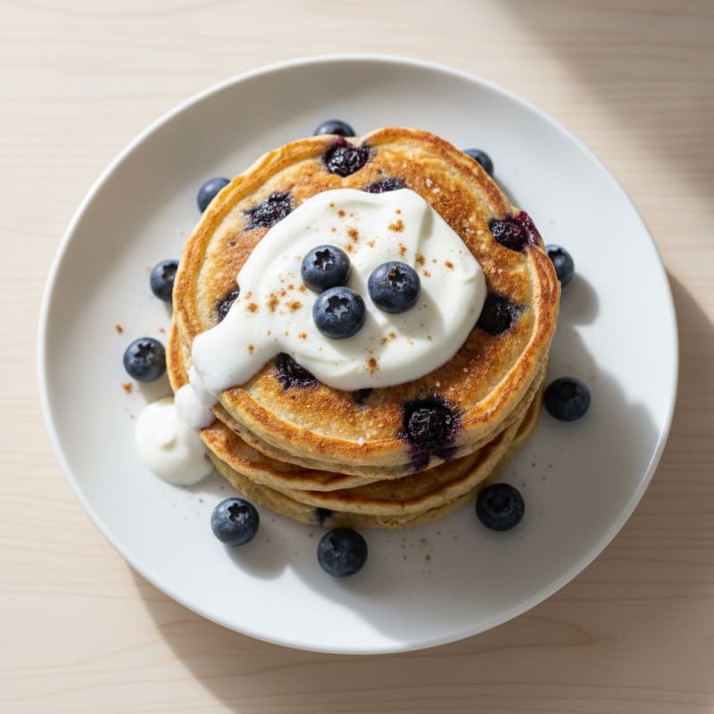 Fluffy Blueberry Buttermilk-Style Protein Pancakes
