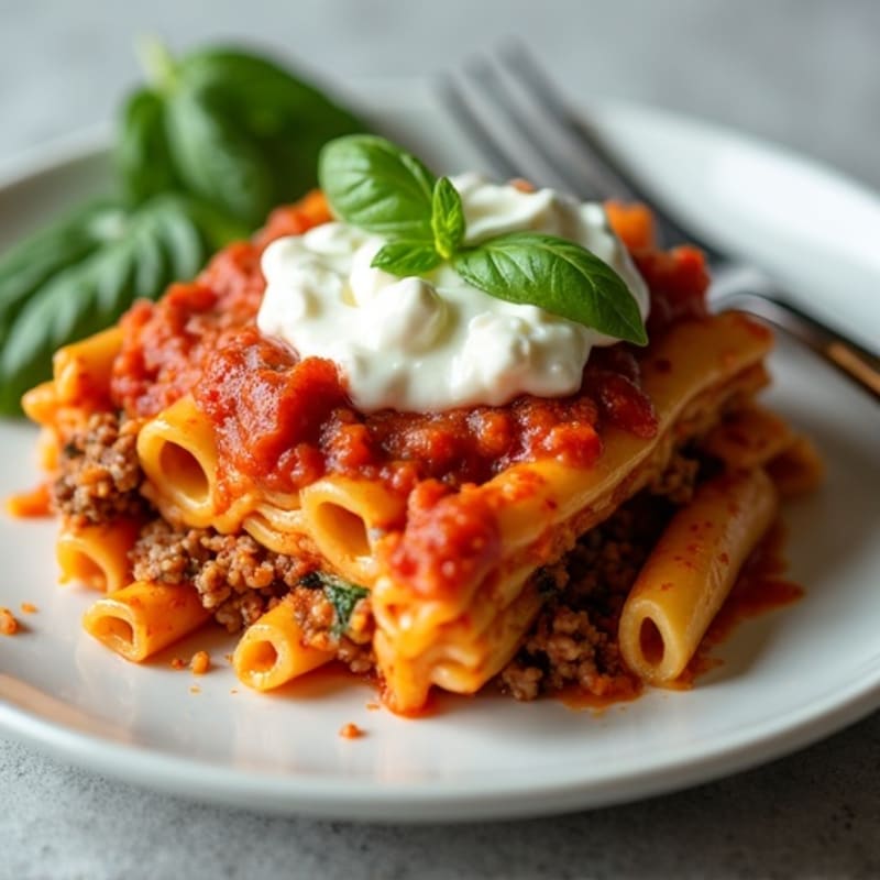 Lean Beef Baked Ziti with Creamy Ricotta