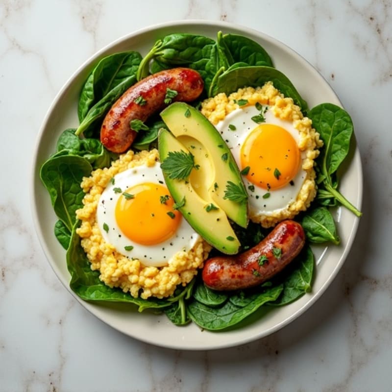 Egg White and Turkey Sausage Scramble with Spinach