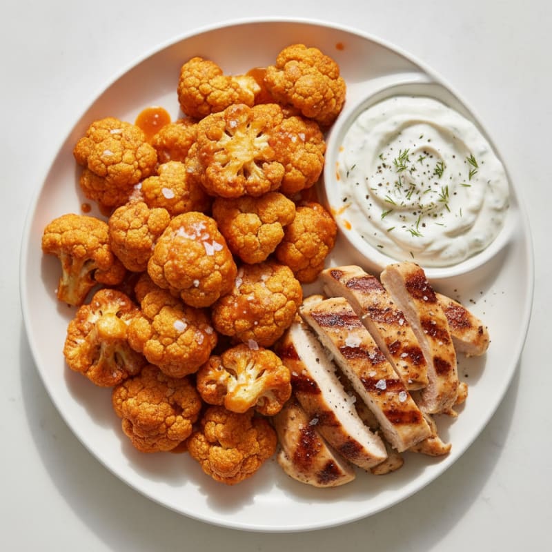 Buffalo Cauliflower Bites with Ranch Dip