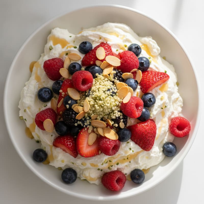 Greek Yogurt Protein Mousse with Mixed Berries