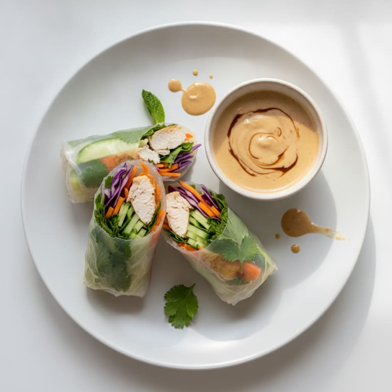 Chicken Spring Roll with Peanut Dipping Sauce