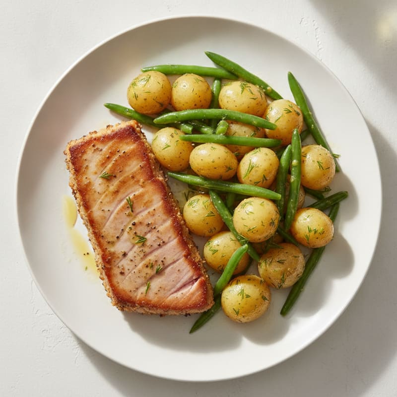 Grilled Tuna Steak with Herbed Potato Salad