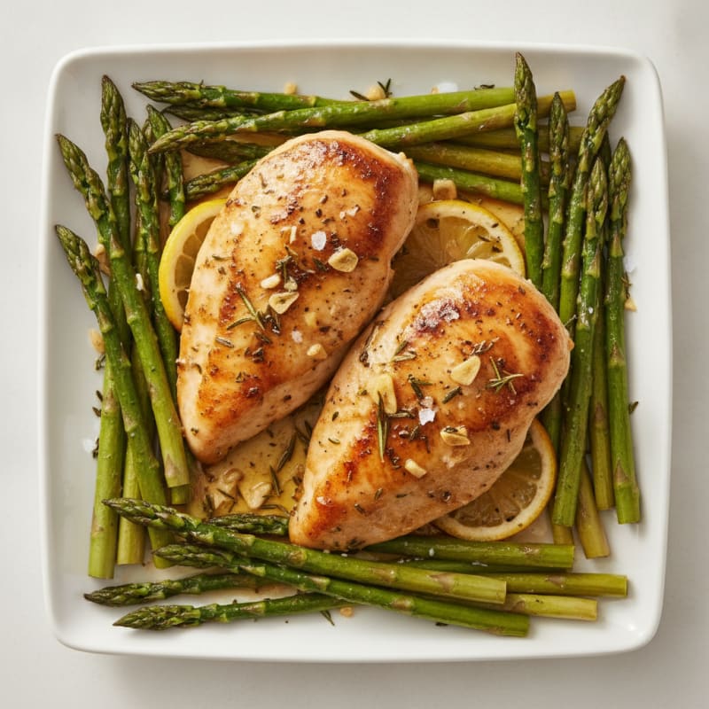 Lemon Herb Roasted Chicken with Asparagus