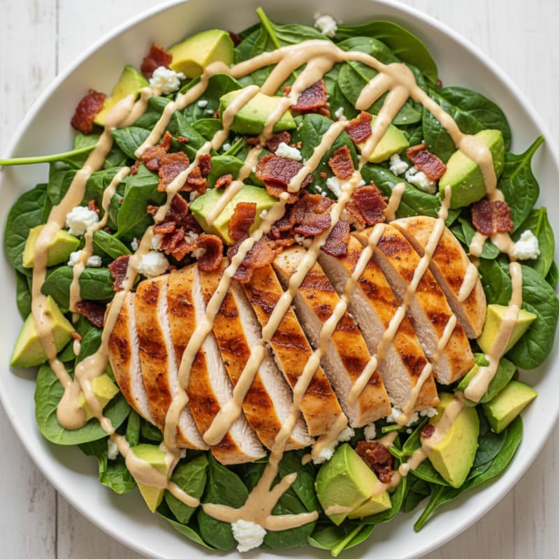 Grilled Chicken Avocado Salad with Greek Yogurt Dressing