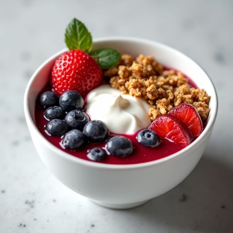 Creamy Greek Yogurt Bowl with Mixed Berries and Protein Crunch