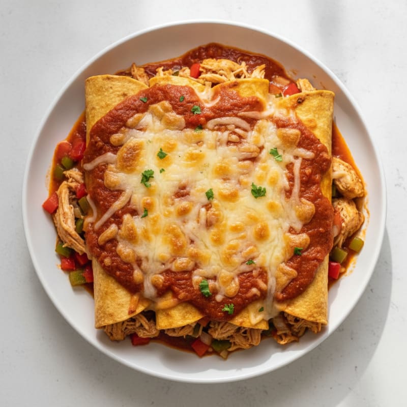 Chicken Enchiladas with Red Chili Sauce