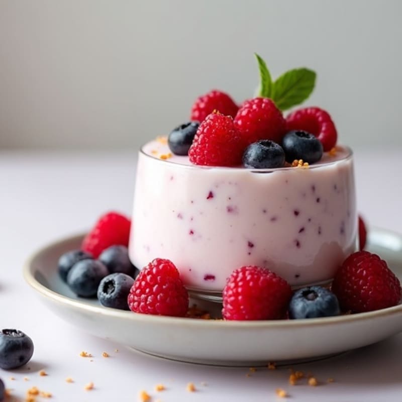 Greek Yogurt Protein Mousse with Mixed Berries