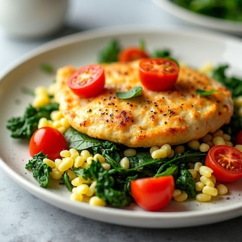 Egg White Chicken Scramble with Spinach and Tomatoes