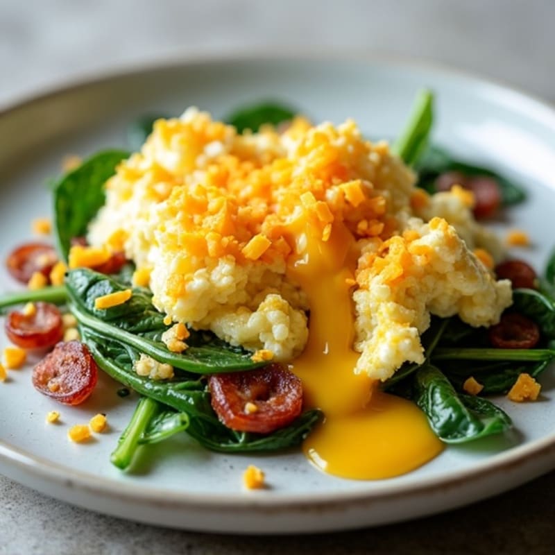 Cottage Cheese Scramble with Spinach and Turkey Bacon