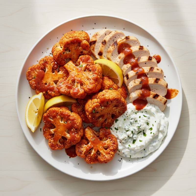 Buffalo Cauliflower Bites with Blue Cheese Dip