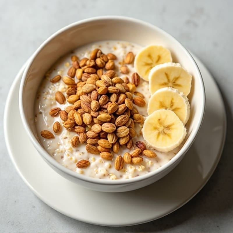Creamy Banana Oat Bowl with Crunchy Flax and Pumpkin Seeds