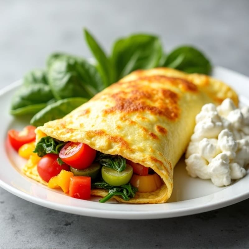 Egg White Veggie Omelette with Cottage Cheese