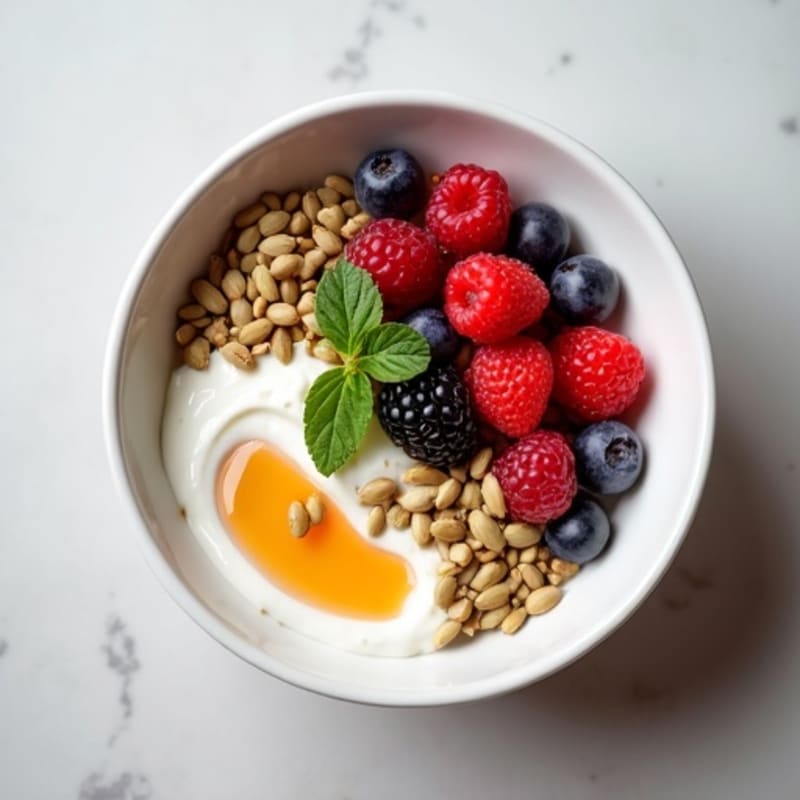 Protein-Packed Berry Yogurt Bowl with Crunchy Seeds