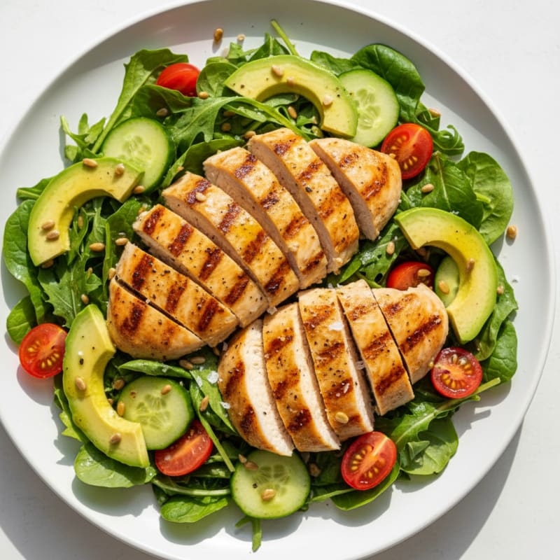 Grilled Lemon-Herb Chicken and Garden Greens Salad
