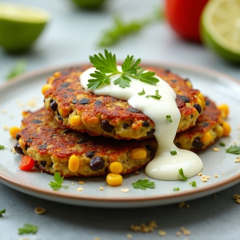 Black Bean and Corn Cakes with Zesty Lime Crema