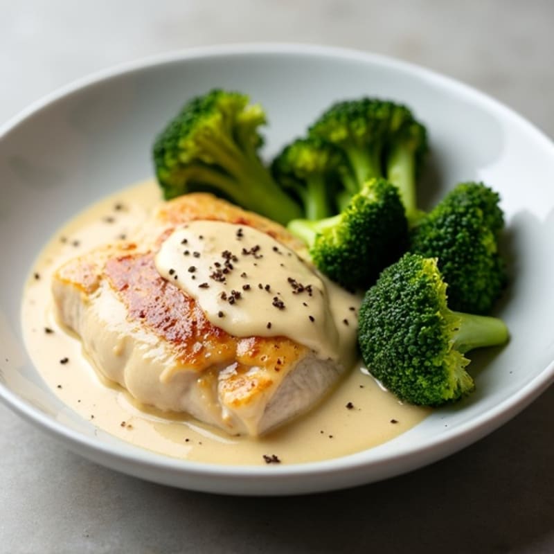 Creamy Oat Milk Chicken with Roasted Broccoli