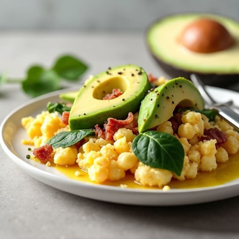 Egg White Scramble with Spinach and Turkey Bacon