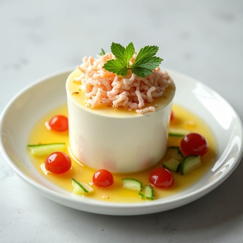 Silky Protein Powder Mousse with Artificial Crab and Tuna