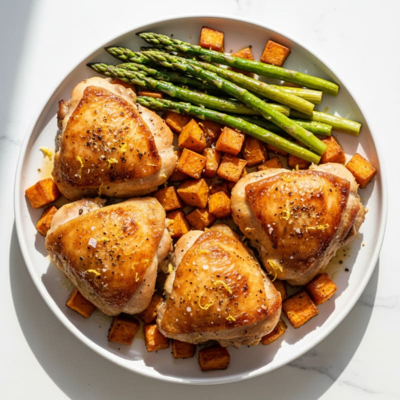 Crispy Baked Lemon-Herb Chicken Thighs