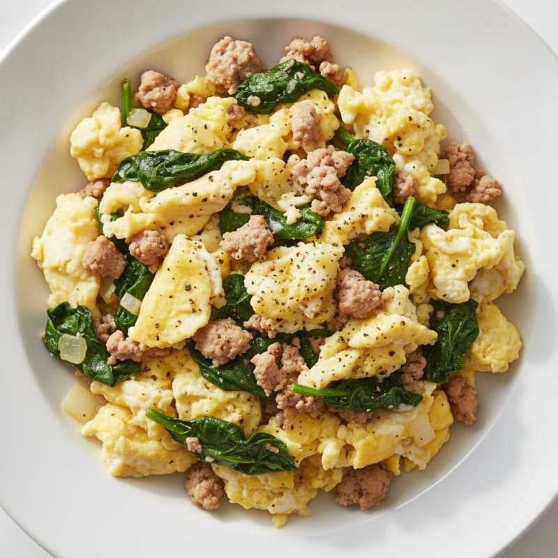 Egg White Scramble with Lean Turkey and Spinach